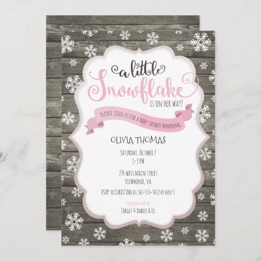 Een kleine uitnodiging voor een Snowflake-Baby sho (Voorkant / Achterkant)