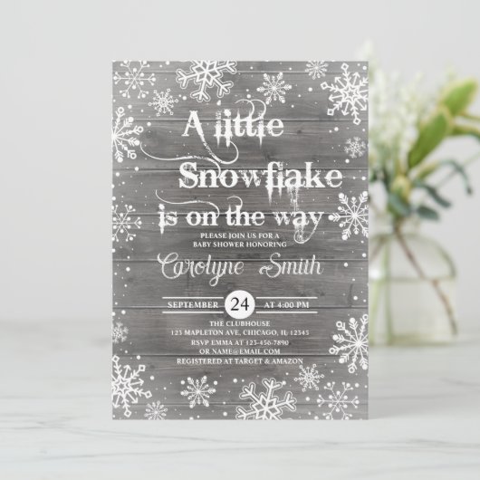 Een kleine uitnodiging voor een Snowflake-Baby sho (Staand voorkant)