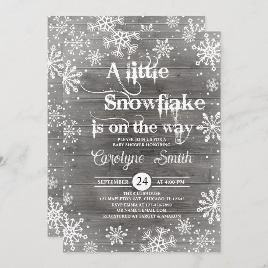 Een kleine uitnodiging voor een Snowflake-Baby sho (Voorkant / Achterkant)