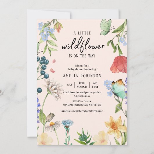 Een kleine uitnodiging voor het Baby shower van Wi (Voorkant)