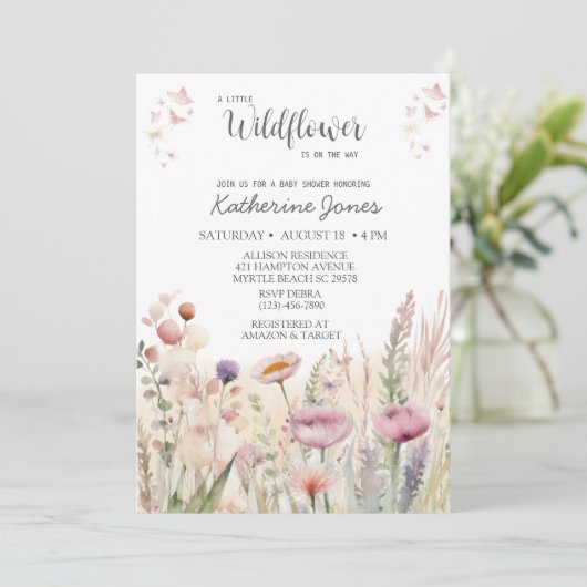 Een kleine uitnodiging voor het Baby shower van Wi (Staand voorkant)