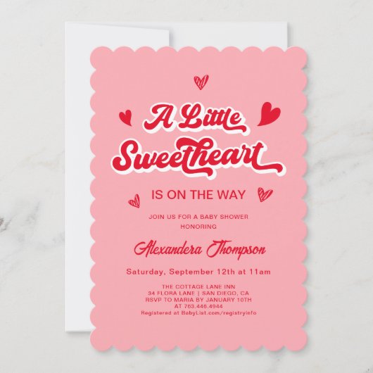 Een kleine Valentijn Baby shower Kaart (Voorkant)