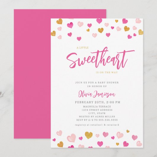 Een kleine Valentijn Baby shower Kaart (Voorkant / Achterkant)