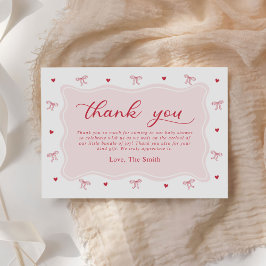 Een kleine Valentijnsboog Baby Shower Bedankkaart