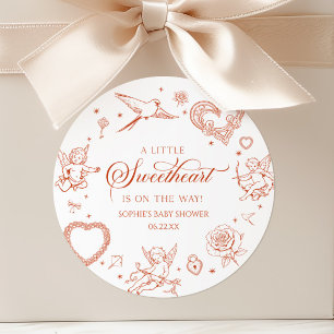 Een kleine Valentijnsdag baby shower Ronde Sticker