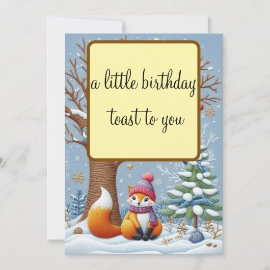 EEN KLEINE VERJAARDAG TOAST-CHARMANTE WINTER KAART (Voorkant)