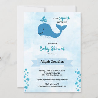 Een kleine vierkant Baby Whale Baby shower-uitnodi Kaart