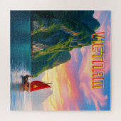 Een kleine Vietnamees in Ha Long Bay Vietnam Legpuzzel (Horizontaal)