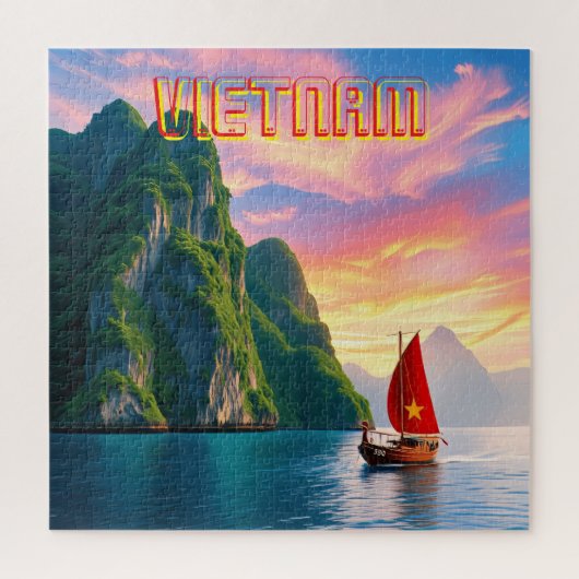 Een kleine Vietnamees in Ha Long Bay Vietnam Legpuzzel (Verticaal)