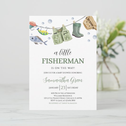 Een Kleine Visser Baby Shower Kaart (Staand voorkant)