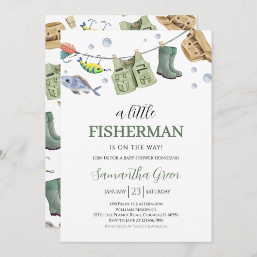 Een Kleine Visser Baby Shower Kaart (Voorkant / Achterkant)