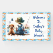 Een kleine visser | Baby shower van Schattigee jon Spandoek (Horizontaal)