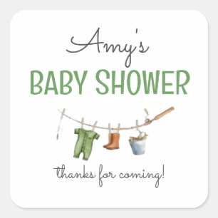 Een Kleine Visser Baby Shower Vierkante Sticker