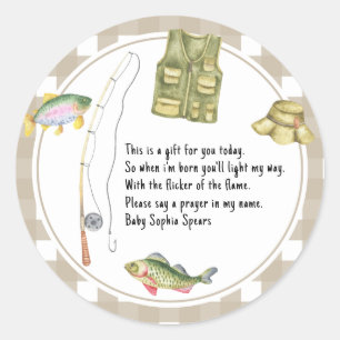 Een kleine visser is onderweg Baby Shower Ronde Sticker