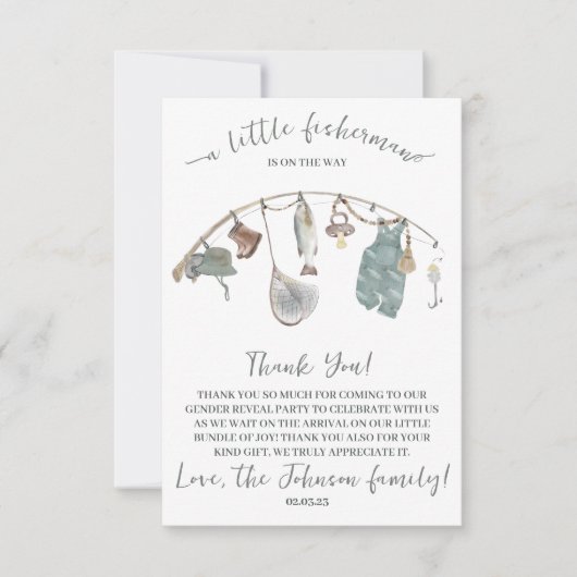 Een kleine visser is onderweg bedankkaart (Voorkant)