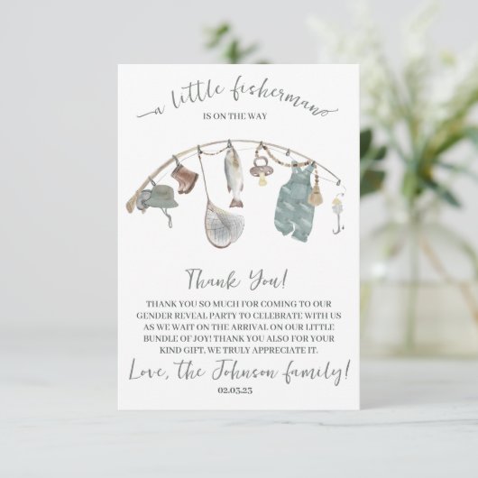 Een kleine visser is onderweg bedankkaart (Staand voorkant)