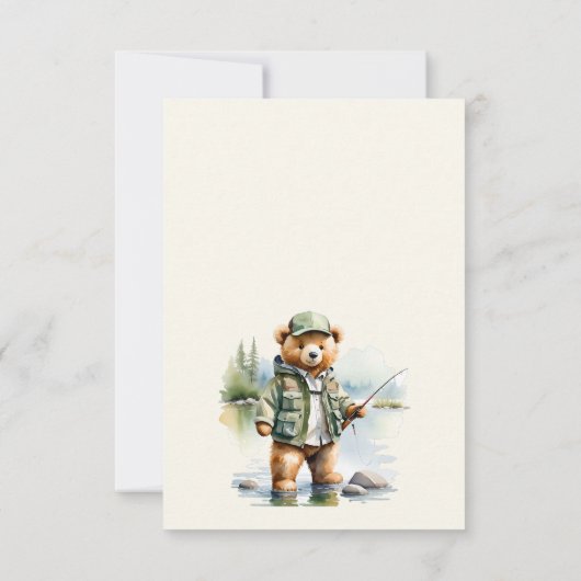 Een kleine visser is onderweg naar het Baby shower Bedankkaart (Achterkant)