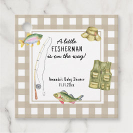 Een kleine visser is op weg naar het Baby shower Bedankjes Labels