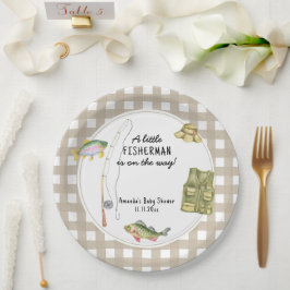 Een kleine visser is op weg naar het Baby shower Papieren Bordje