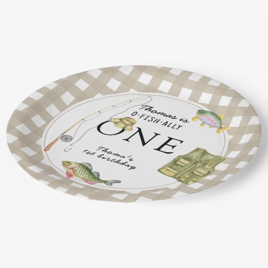 Een kleine visser verjaardagsfeestje papieren bordje (Gekanteld)