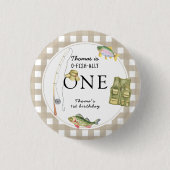 Een kleine visser verjaardagsfeestje ronde button 3,2 cm (Voorkant)