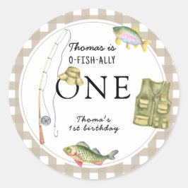 Een kleine visser verjaardagsfeestje ronde sticker