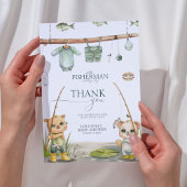 Een kleine visser voelt zich in blijdschap Baby sh Bedankkaart