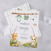 Een kleine visser voelt zich in blijdschap Baby sh Bedankkaart