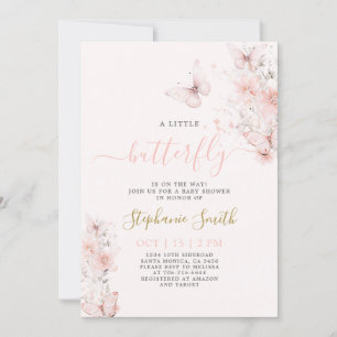 Een kleine vlinder Baby shower meisje uitnodiging