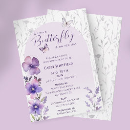 Een Kleine Vlinder Baby Shower Paarse Wilde Bloem Kaart