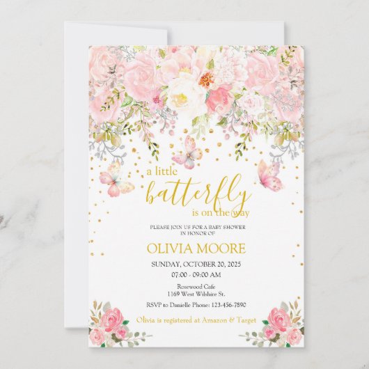 Een kleine vlinder baby shower uitnodiging (Voorkant)