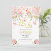 Een kleine vlinder baby shower uitnodiging (Staand voorkant)