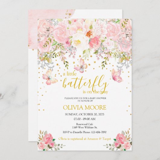 Een kleine vlinder baby shower uitnodiging (Voorkant / Achterkant)