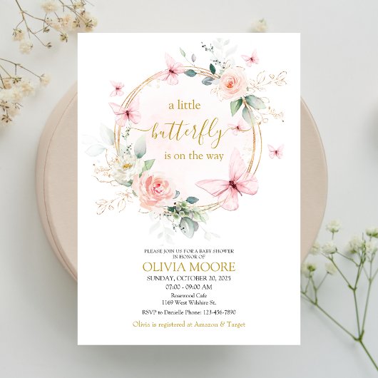 Een kleine vlinder baby shower uitnodiging