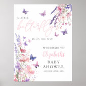 Een kleine vlinder Bloemen Baby shower Welkomstbor Poster (Voorkant)