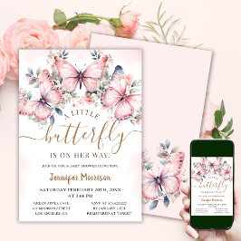 Een kleine vlinder | Bloemen vlinder Baby shower Kaart