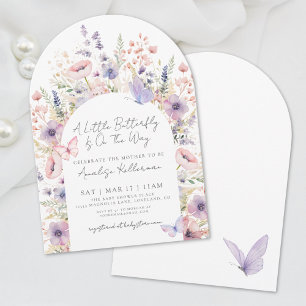 Een Kleine Vlinder Bloemen Wilde Bloem Baby Shower Kaart