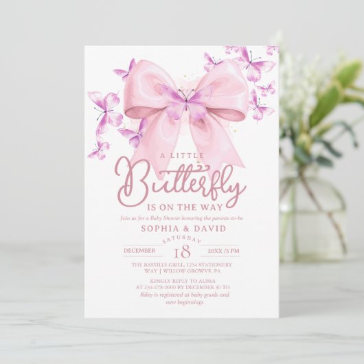 Een Kleine Vlinder Boog Baby Shower Kaart (Staand voorkant)