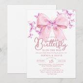 Een Kleine Vlinder Boog Baby Shower Kaart (Voorkant / Achterkant)