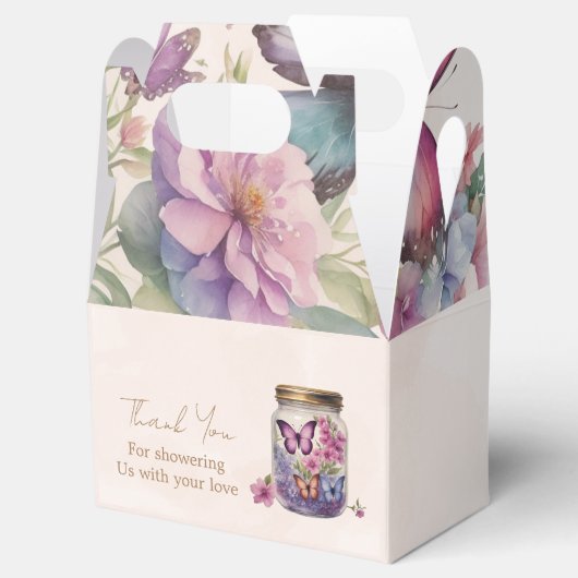Een kleine vlinder in een potje bloemenbaby shower bedankdoosjes (Geopend)