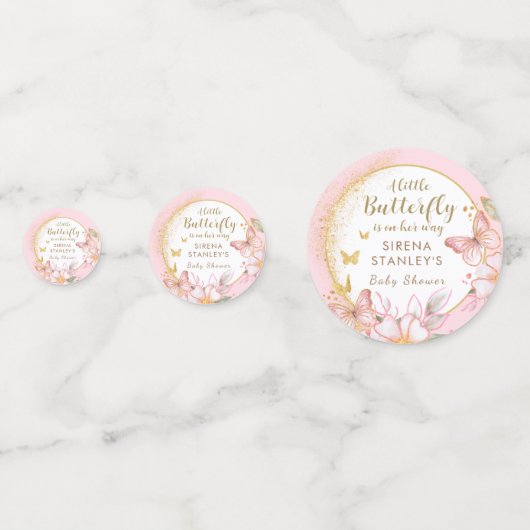 Een kleine vlinder in roze bloemige meisje Baby sh Confetti (Achterkanten)