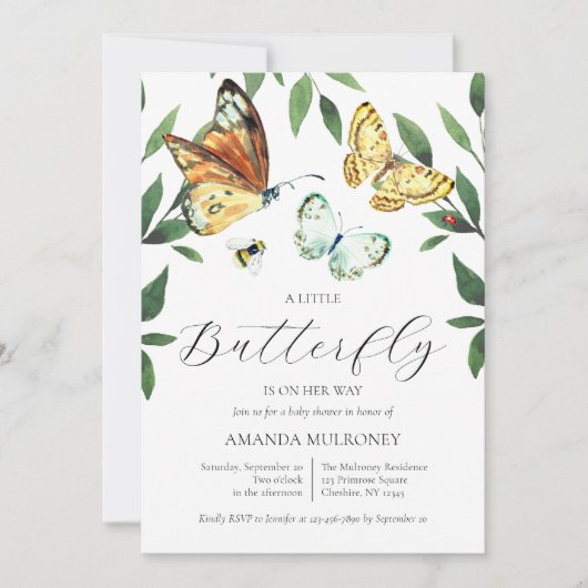 Een kleine vlinder is onderweg Baby shower Kaart (Voorkant)