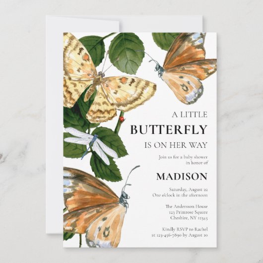 Een kleine vlinder is onderweg Baby shower Kaart (Voorkant)