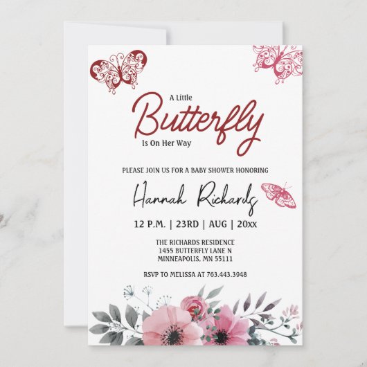 Een kleine vlinder is onderweg Baby shower Kaart (Voorkant)