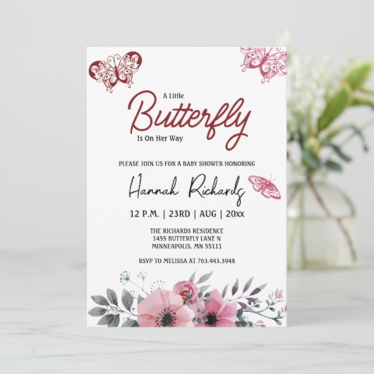Een kleine vlinder is onderweg Baby shower Kaart (Staand voorkant)