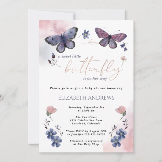 Een kleine vlinder is onderweg Baby shower Kaart (Voorkant)