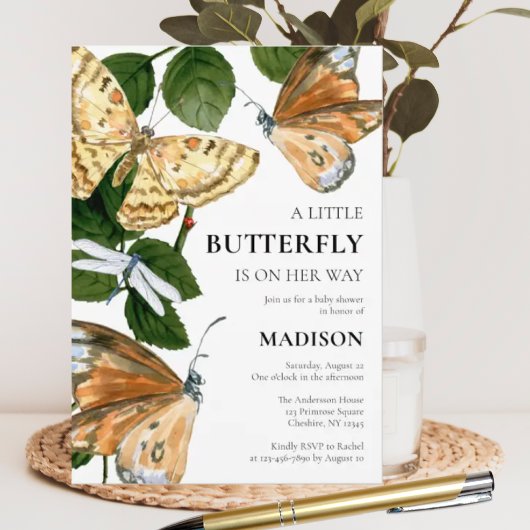 Een kleine vlinder is onderweg Baby shower Kaart