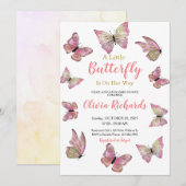 Een kleine vlinder is onderweg Baby shower Kaart (Voorkant / Achterkant)