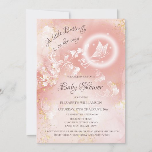 Een kleine vlinder is onderweg Baby shower Kaart (Voorkant)