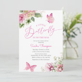 Een kleine vlinder is onderweg Baby shower Kaart (Staand voorkant)